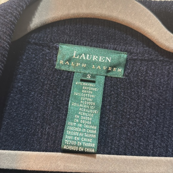 Lauren Ralph Lauren Womens Navy Double Breasted Chenille Blazer Wire Crest - Picture 2 of 8